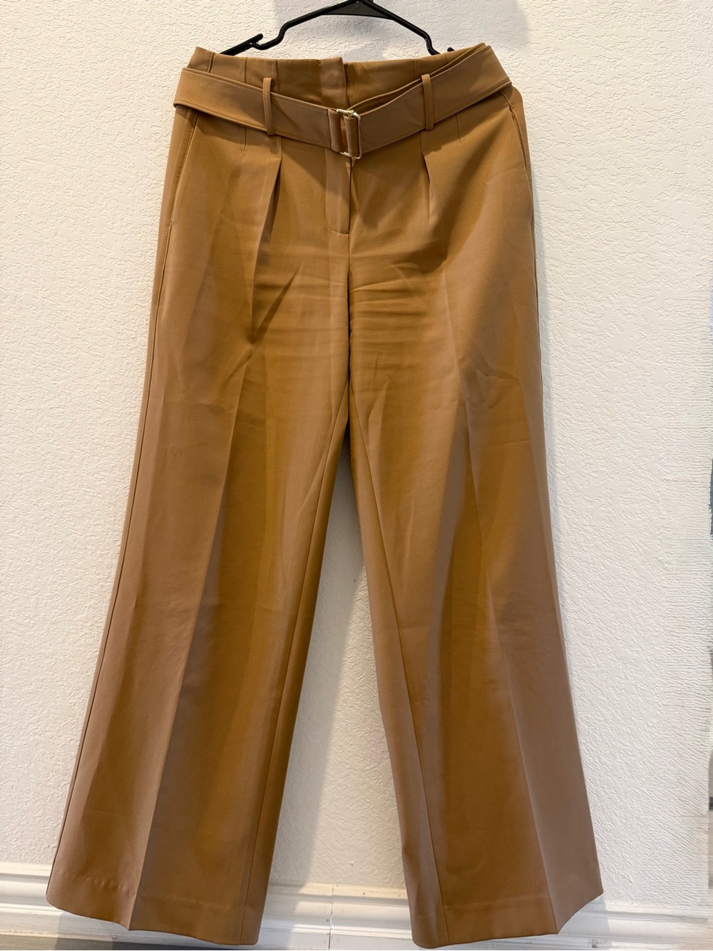 White House Black Market Camel Wide-Leg Belted Trousers